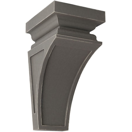 Ekena Millwork 4"W x 4 3/4"D x 8"H Small Nevio Wood Vintage Decor Corbel, Reclaimed Grey CORWD04X04X08NEGY